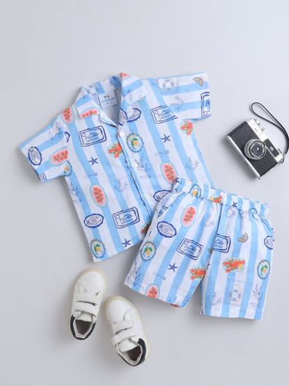 Coastal Stripes Cotton Slub Co-ord Set