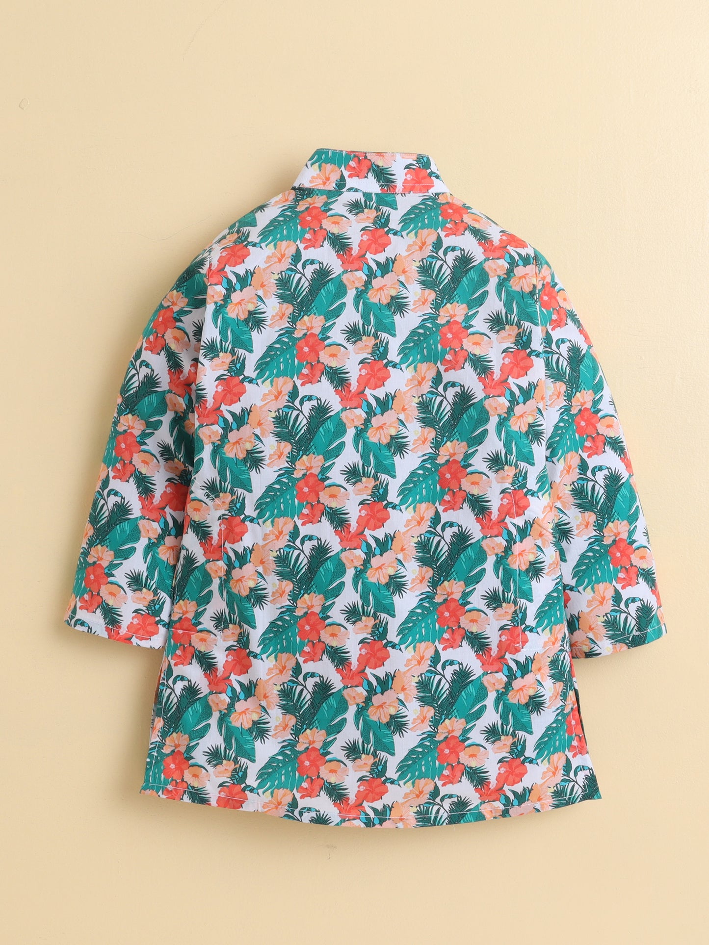 Tropical Floral Cotton Poplin Kurta Pyjama Set