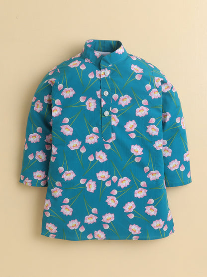 Lotus Cotton Poplin Kurta Pyjama Set