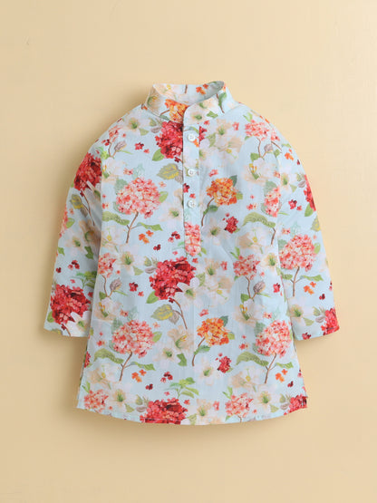 5️⃣ Vintage Garden Floral Kurta Pyjama Set