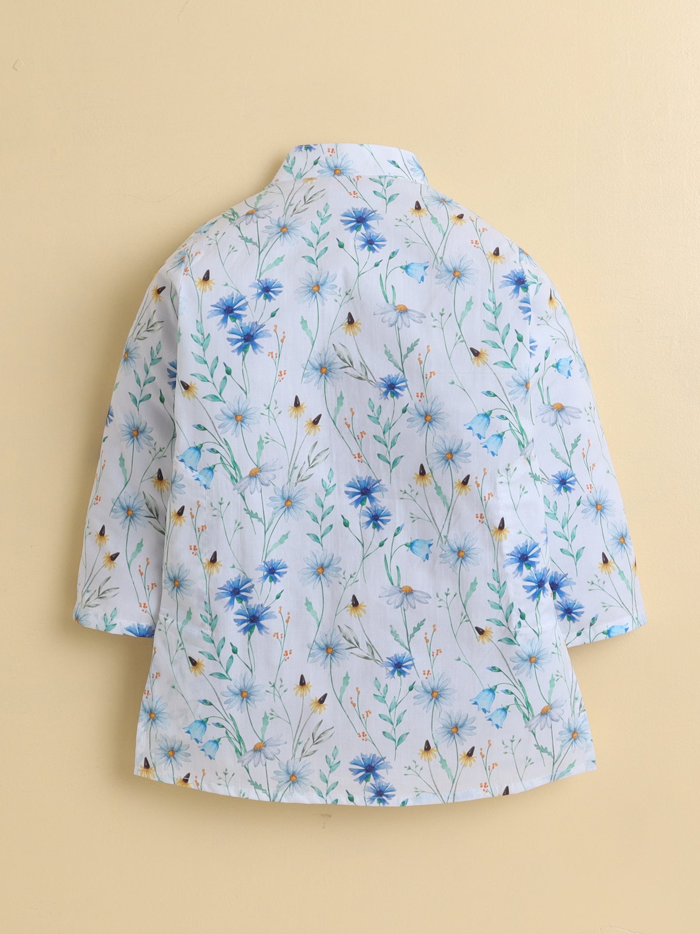 Blue Meadow Cotton Poplin Kurta Pyjama Set