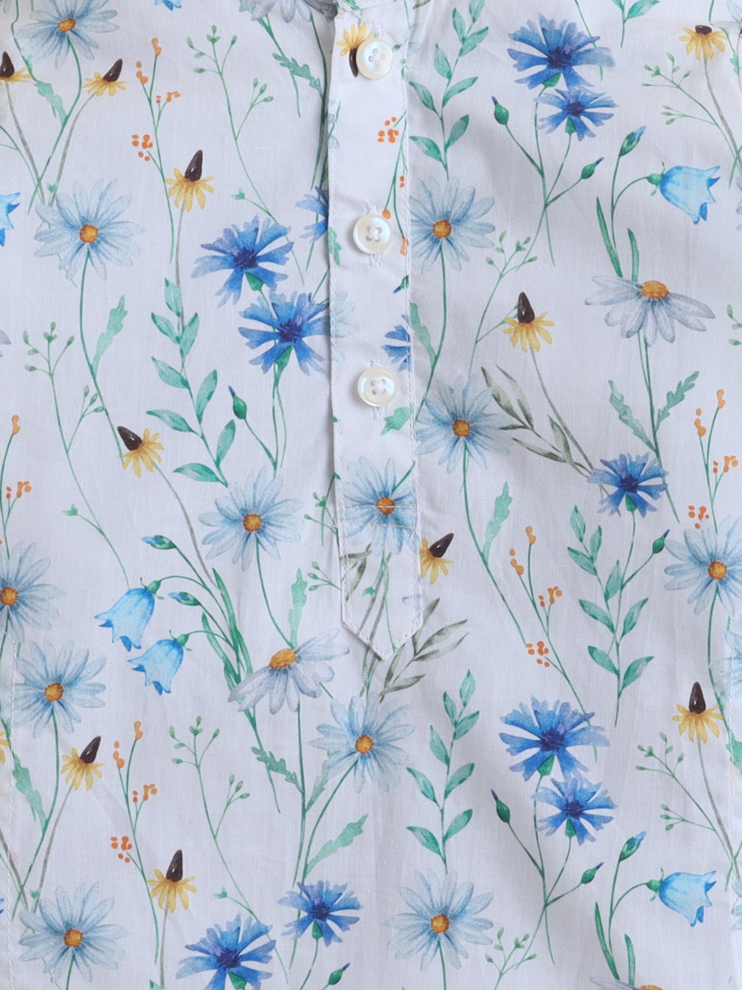 Blue Meadow Cotton Poplin Kurta Pyjama Set