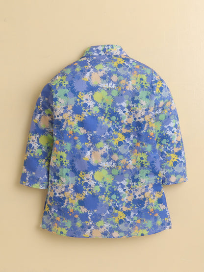 Abstract Splash Kurta Pyjama Set Blue