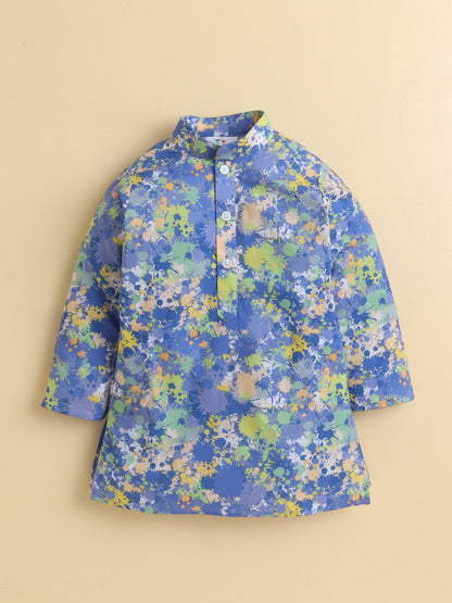 Abstract Print Cotton Poplin Kurta Pyjama Set