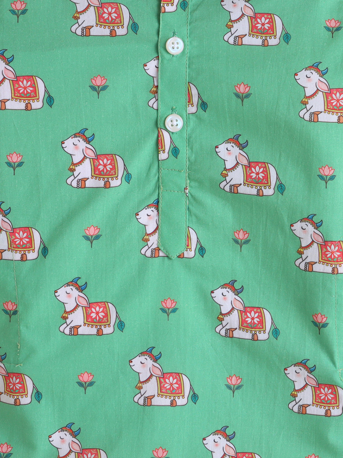 Mint Meadow Cow Kurta Pyjama Set