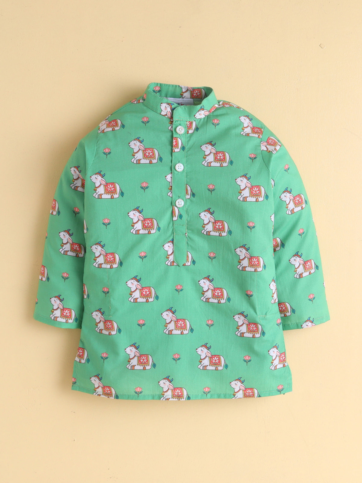 Mint Meadow Cow Kurta Pyjama Set