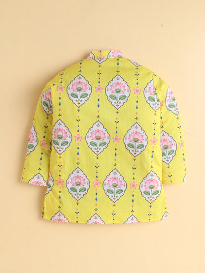 Yellow Lotus Kurta Pyjama Set