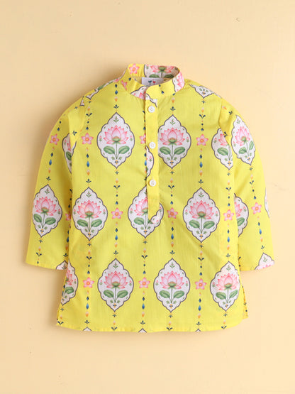 Yellow Lotus Kurta Pyjama Set
