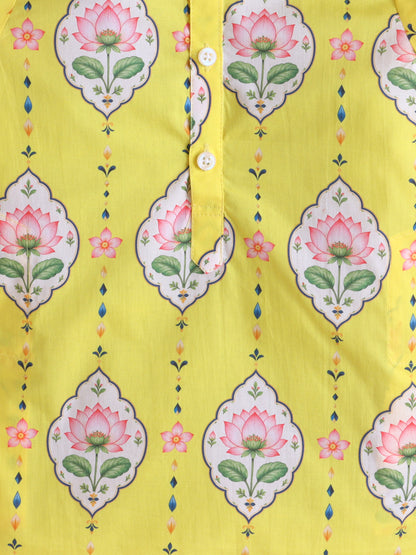 Yellow Lotus Kurta Pyjama Set