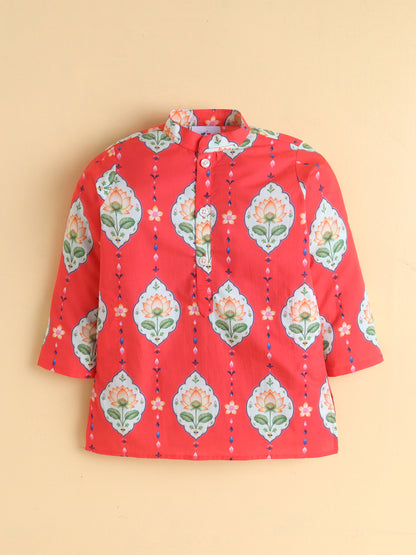 Red Lotus Kurta Pyjama Set