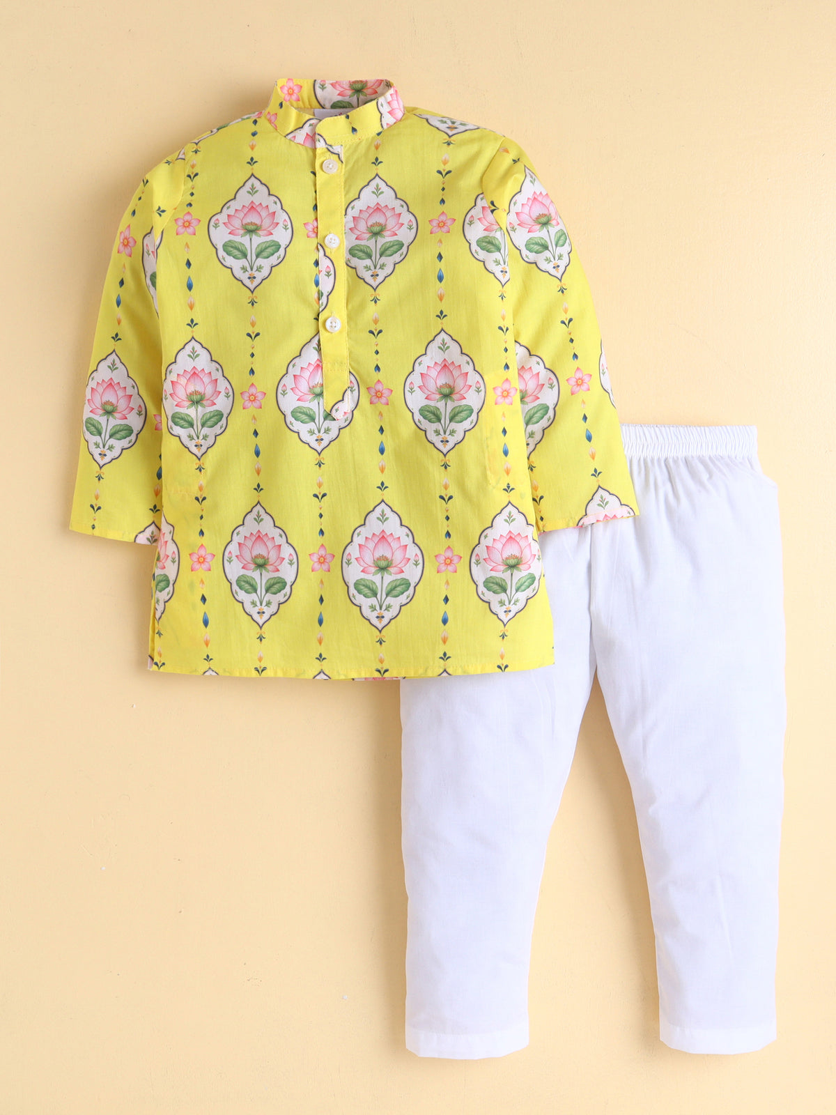 Yellow Lotus Kurta Pyjama Set