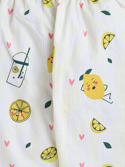 Lemons and Lemonade Print Night Suit- Yellow