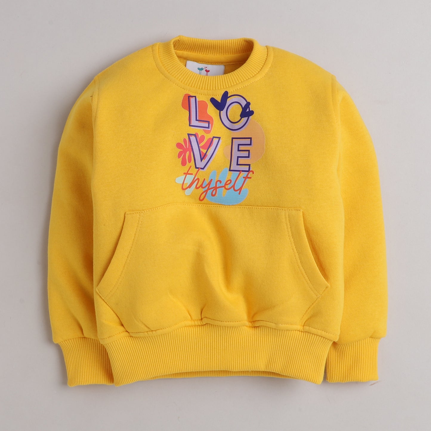 Love thyself Print with Fleece Lining- Yellow