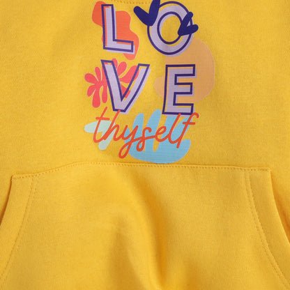 Love thyself Print with Fleece Lining- Yellow