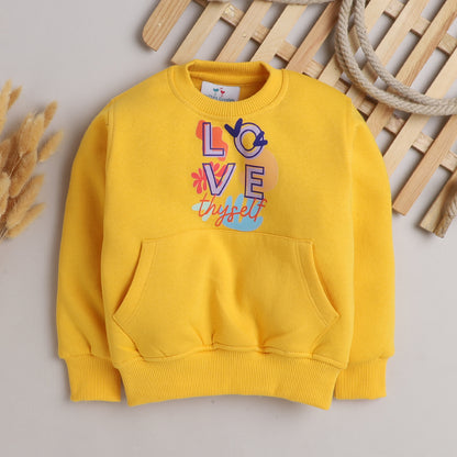 Love thyself Print with Fleece Lining- Yellow