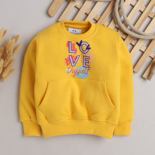 Love thyself Print with Fleece Lining- Yellow