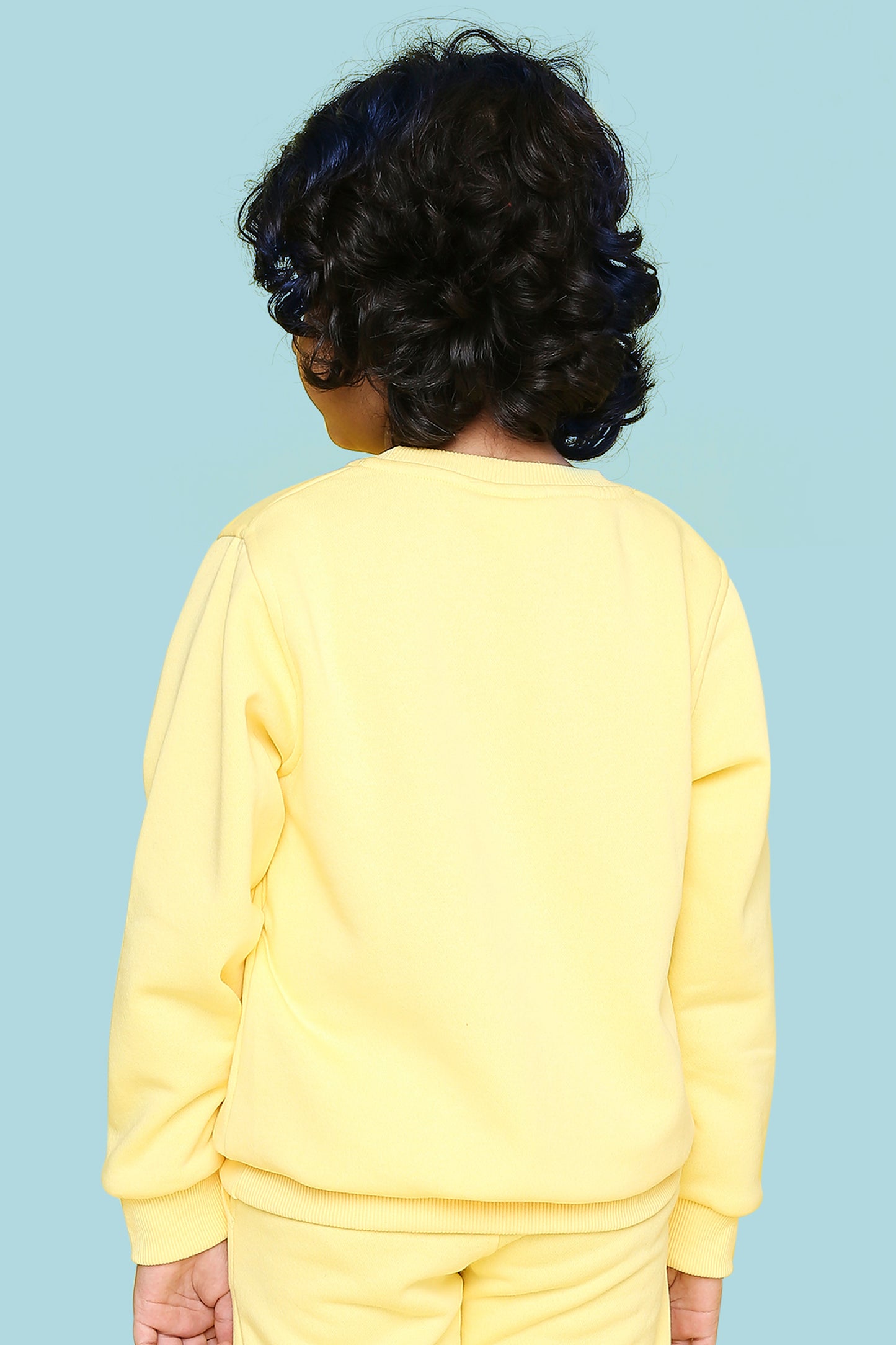 Knitting Doodles Kid's Sweatshirt with Warm Fleece and Pocket in front- Light Yellow