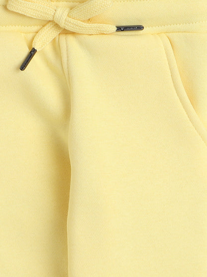 Knitting Doodles Kid's Trackpant with warm Fleece and Elasticated waist- Light Yellow