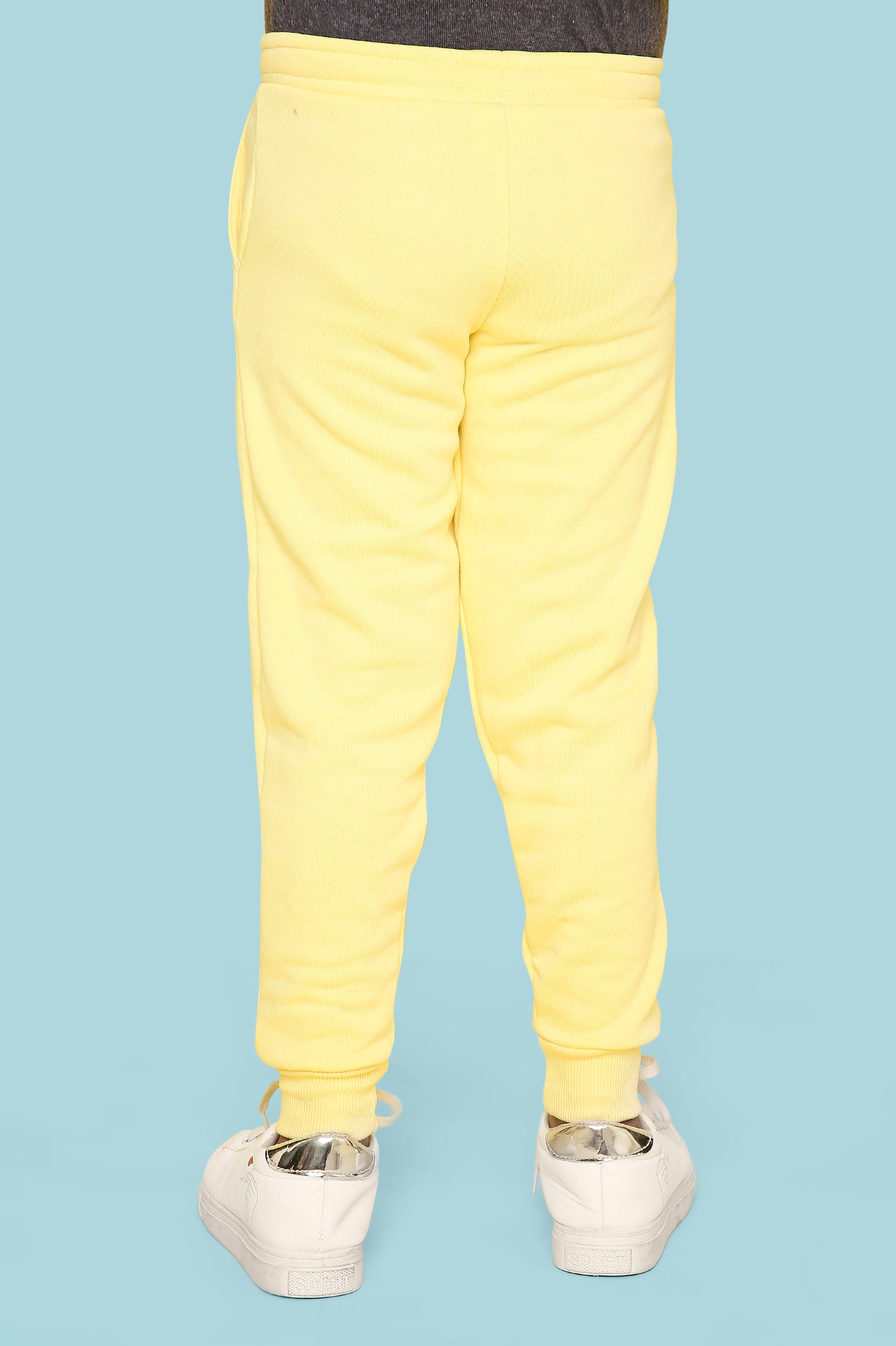 Knitting Doodles Kid's Trackpant with warm Fleece and Elasticated waist- Light Yellow