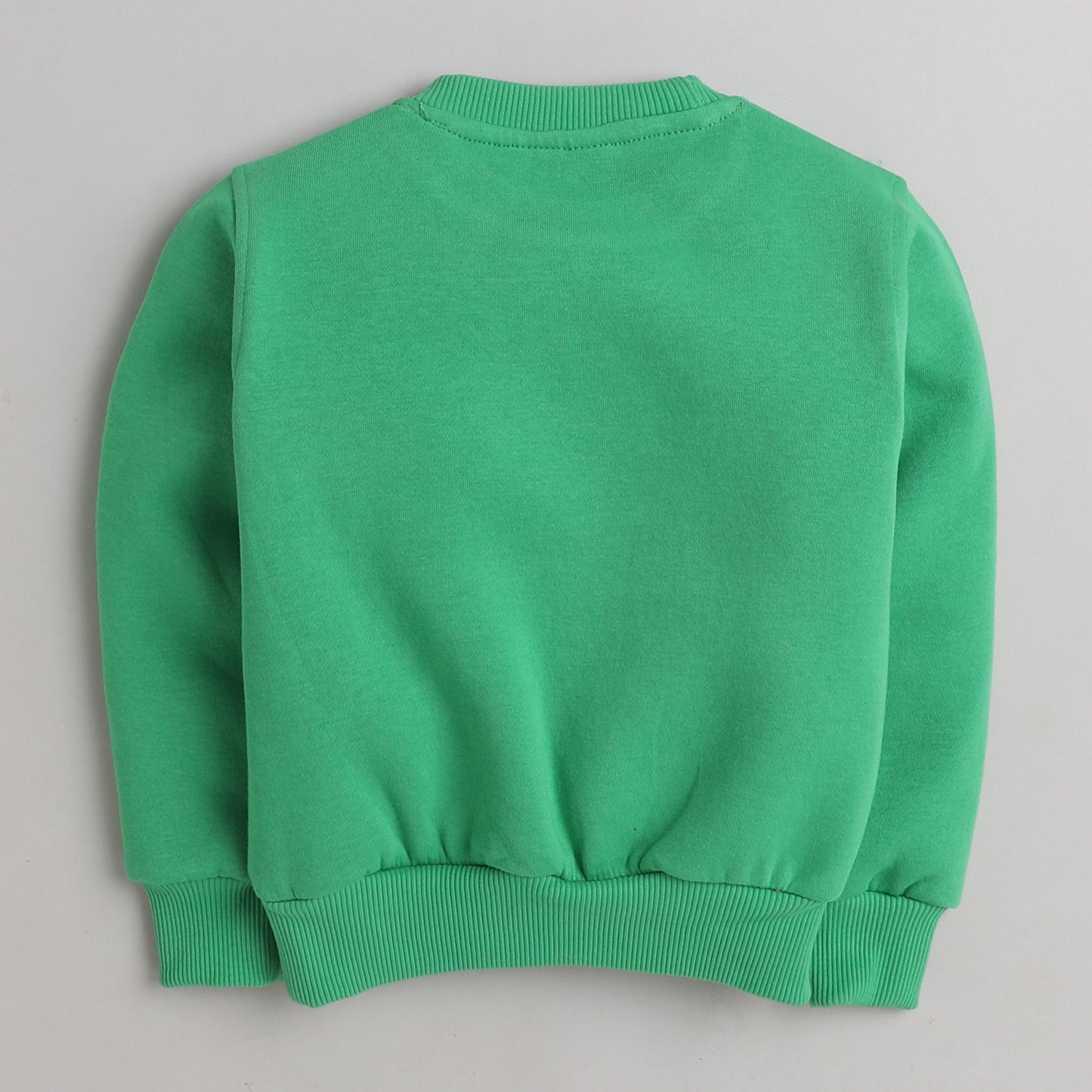Make Me Smile Print Sweatshirt with Fleece Lining- Green