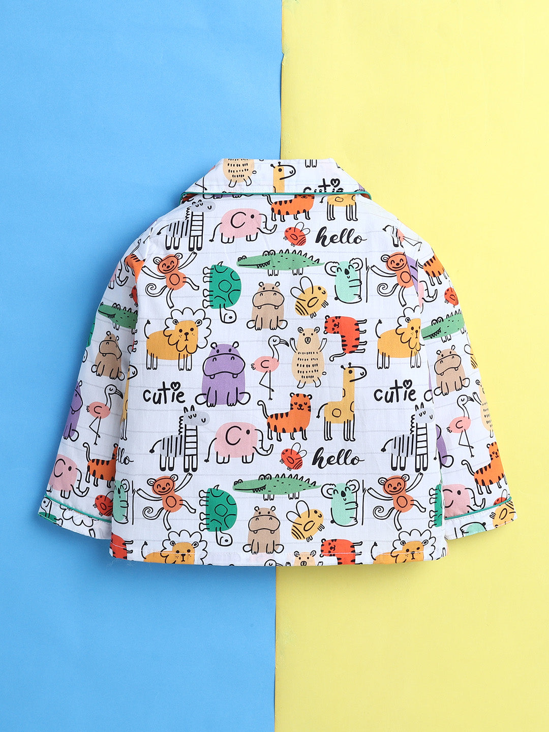 Animals Print Nightsuit- White