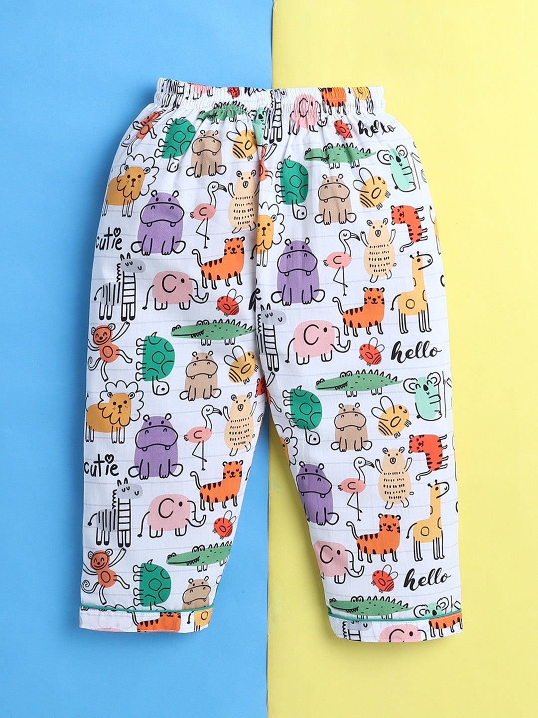 Animals Print Nightsuit- White