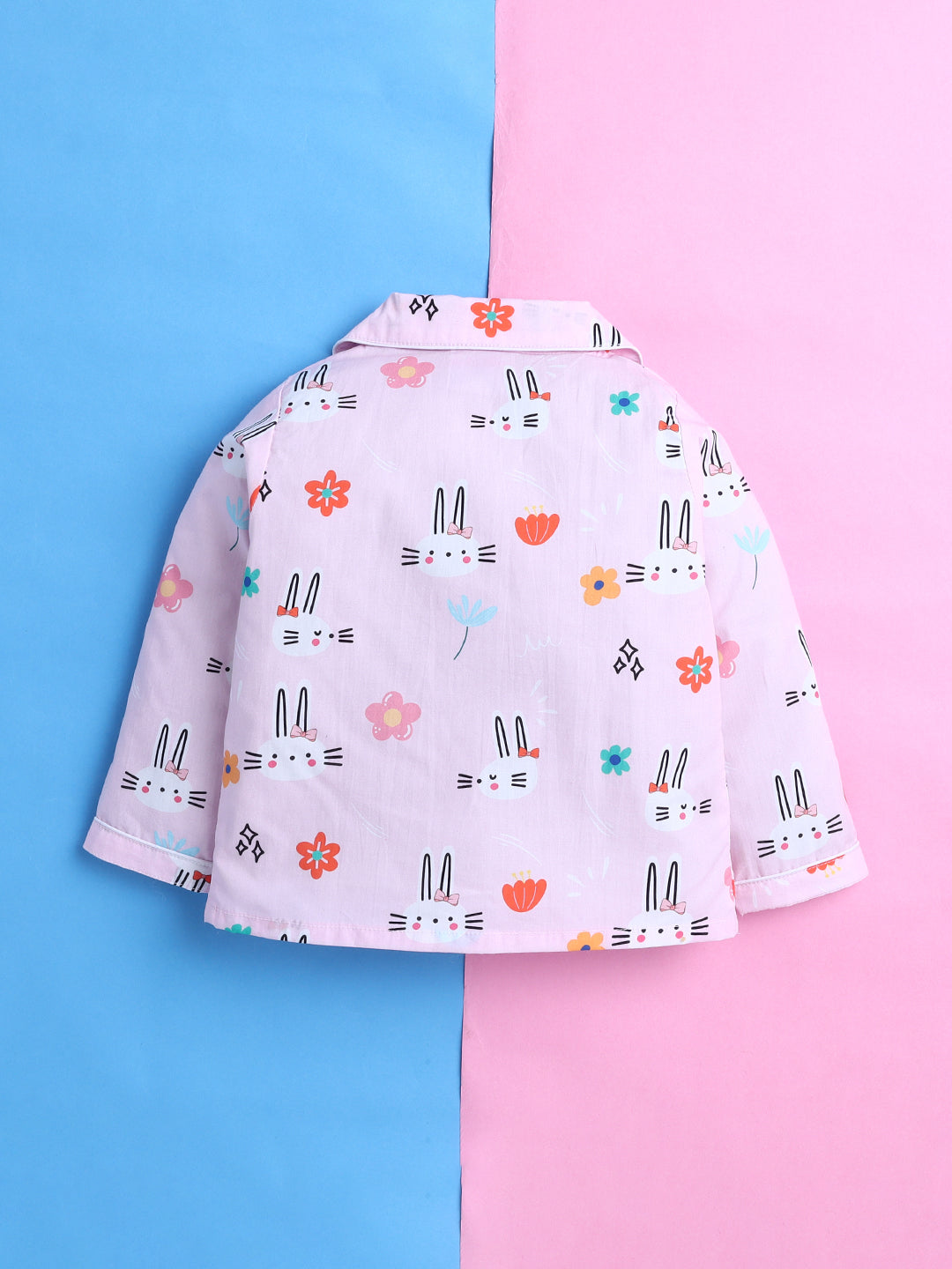 Bunnies Print Nightsuit- Pink