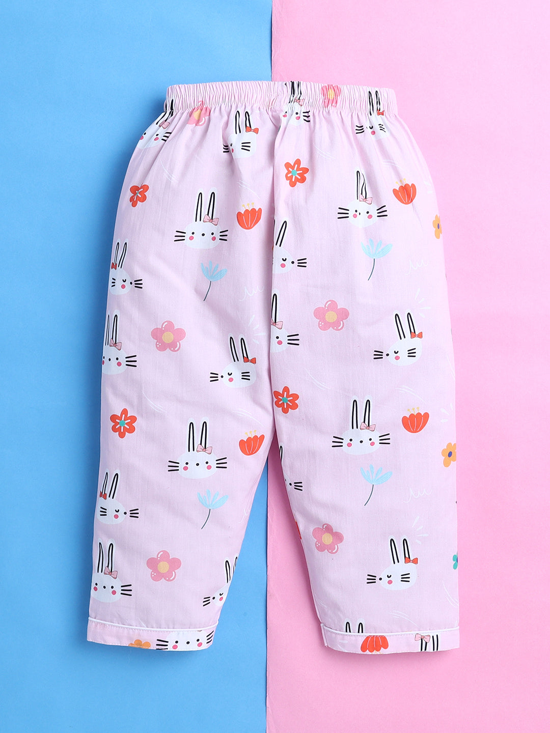 Bunnies Print Nightsuit- Pink