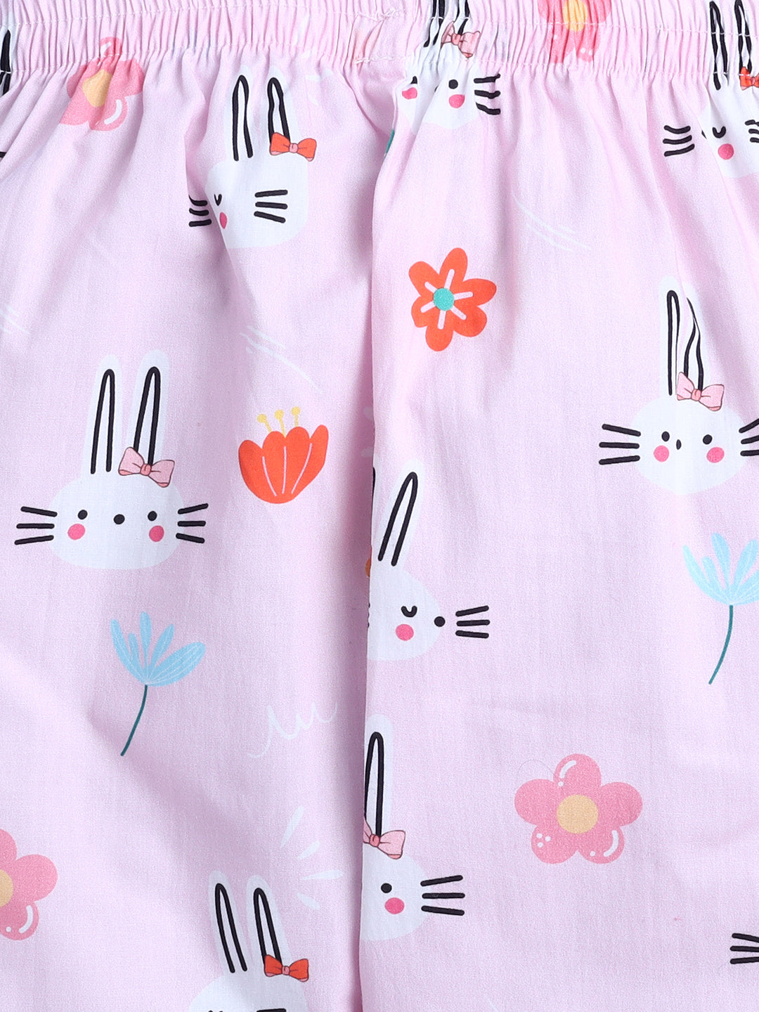 Bunnies Print Nightsuit- Pink