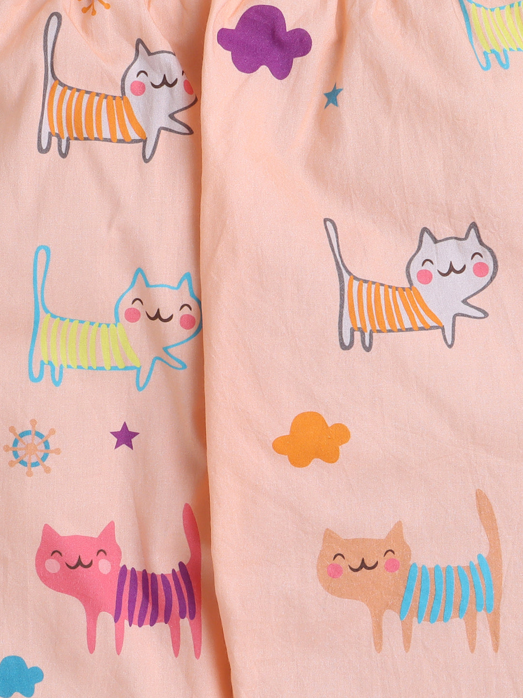 Cats Print Night Suit- Peach