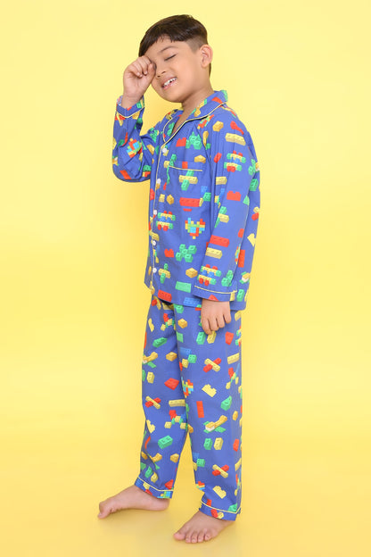 Lego Print Nightsuit- Blue