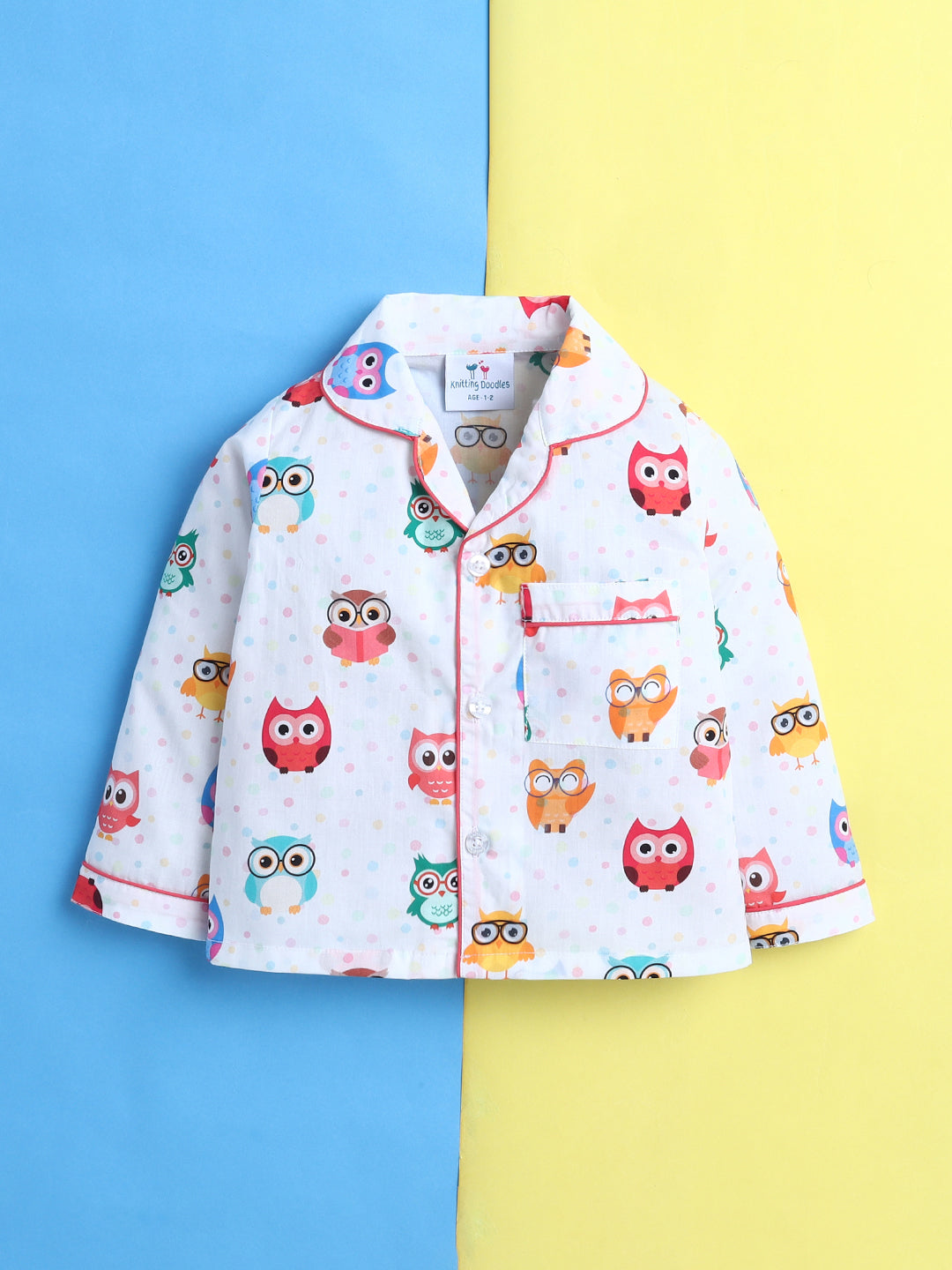 Owl Print Nightsuit- White