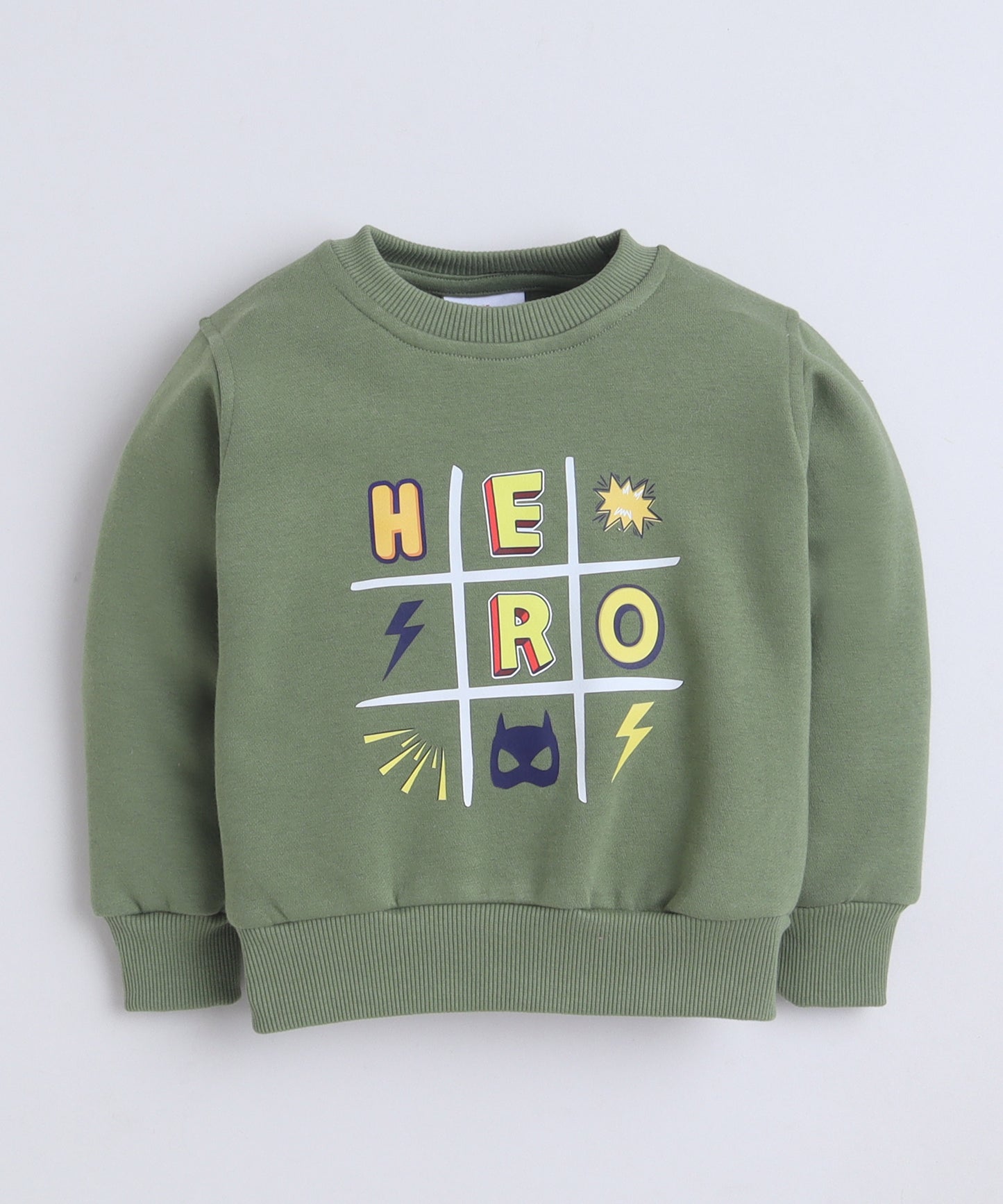 Hero Sweatshirt with Fleece Lining- Olive