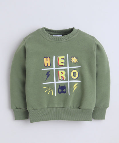 Hero Sweatshirt with Fleece Lining- Olive