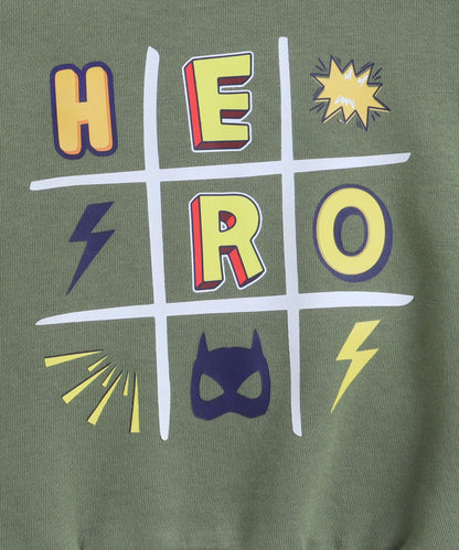 Hero Sweatshirt with Fleece Lining- Olive