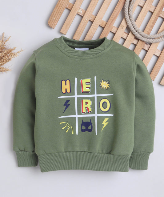 Hero Sweatshirt with Fleece Lining- Olive