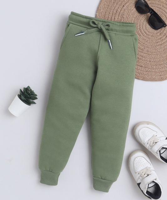 Trackpant with Fleece Lining and Elasticated waist- Olive