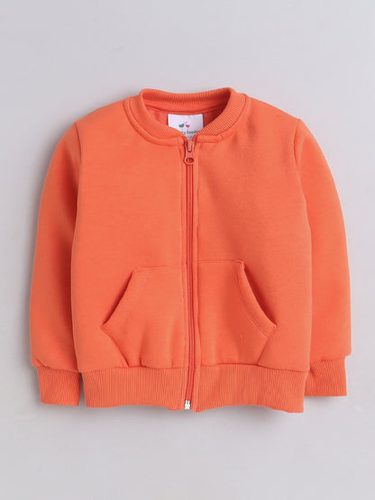 Knitting Doodles Kid's Jacket with Warm Fleece- Orange