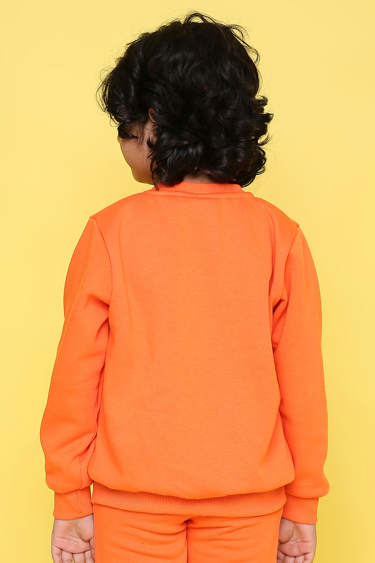 Knitting Doodles Kid's Jacket with Warm Fleece- Orange
