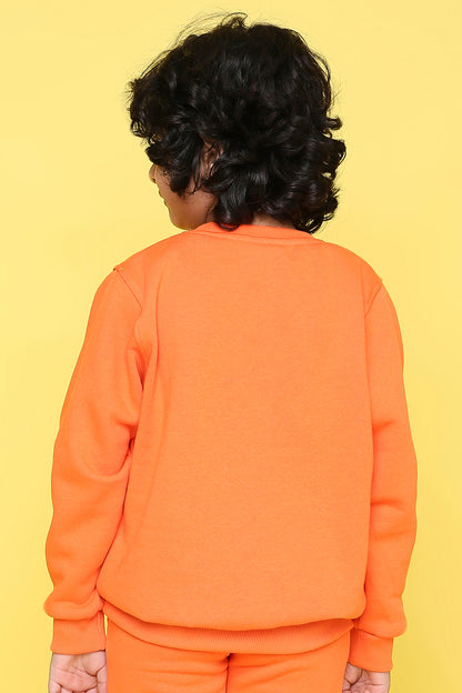 Knitting Doodles Kid's Sweatshirt with Warm Fleece and Pocket in front- Orange