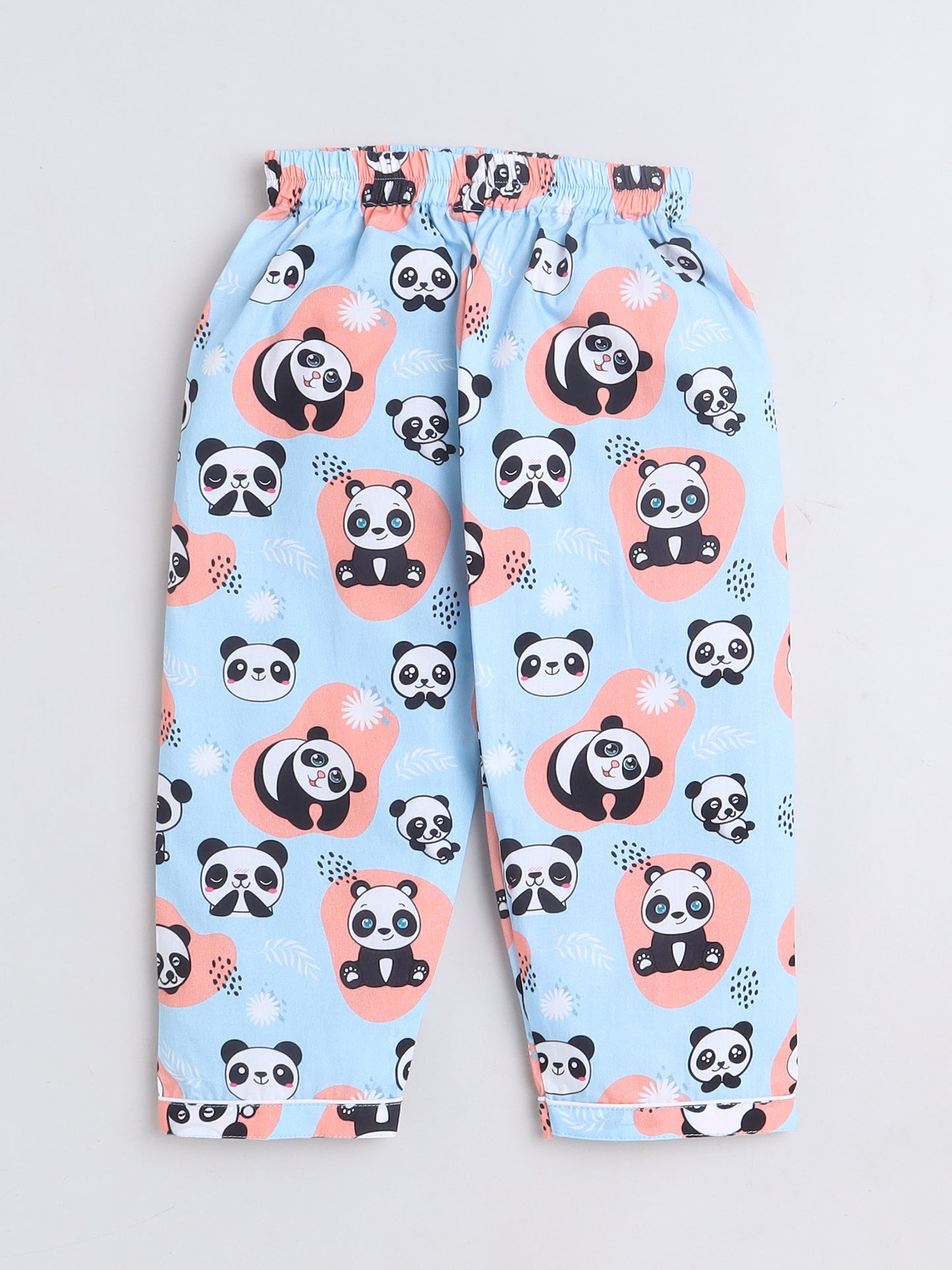 Panda Print Night Suit- Light Blue