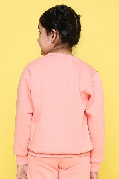 Knitting Doodles Kid's Sweatshirt with Warm Fleece- Peach