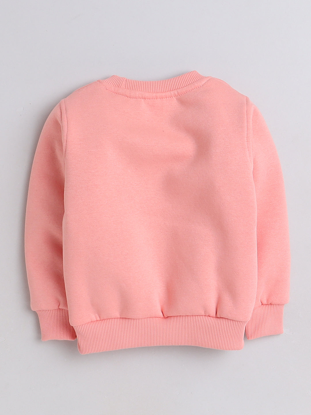 Knitting Doodles Kids' Sweat Shirt with Warm Fleece and Perfect print in Puff- Peach