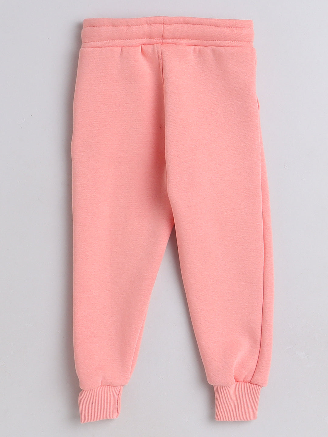 Knitting Doodles Kid's Trackpant with warm Fleece and Elasticated waist- Peach