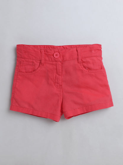 Girls' Shorts with Adjustable Waist- Pink