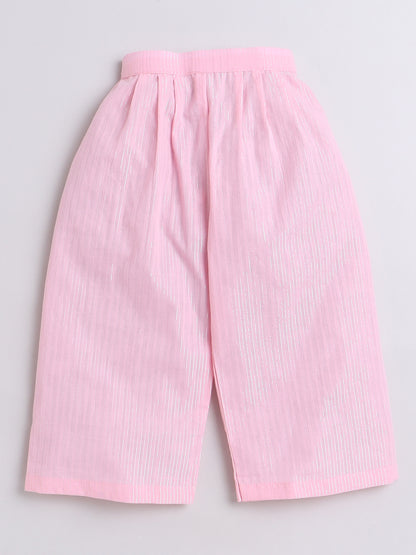 Pink Coord set with heart detailing on the Top and Pleated Pants