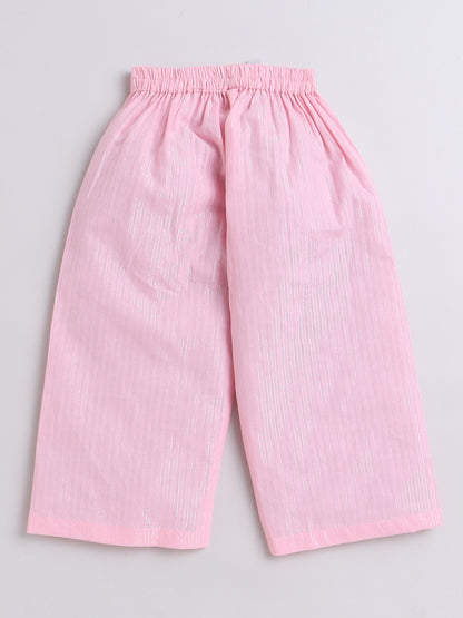 Pink Coord set with heart detailing on the Top and Pleated Pants