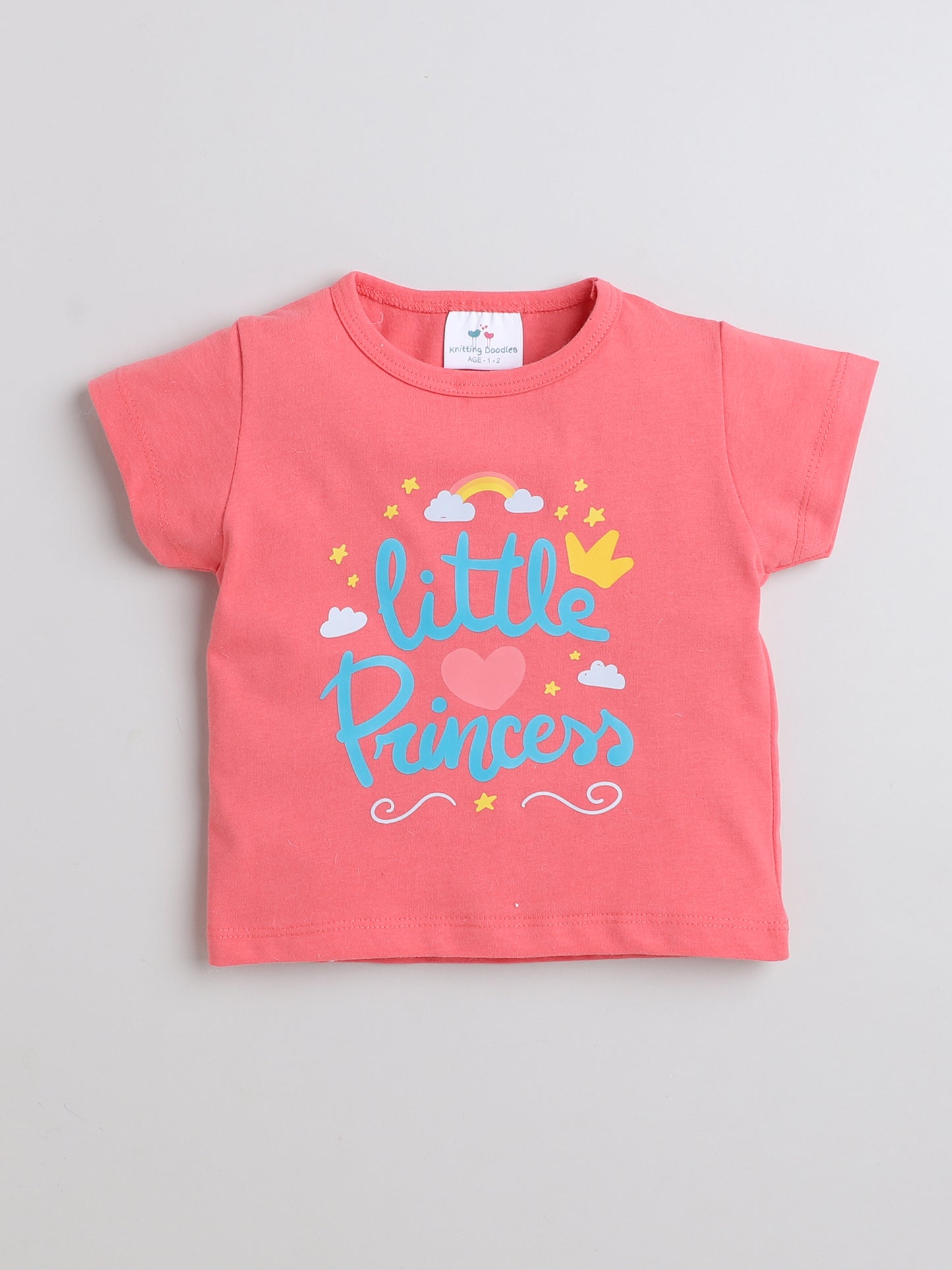 Princess Print T-shirt and Pyjama- Pink & Blue