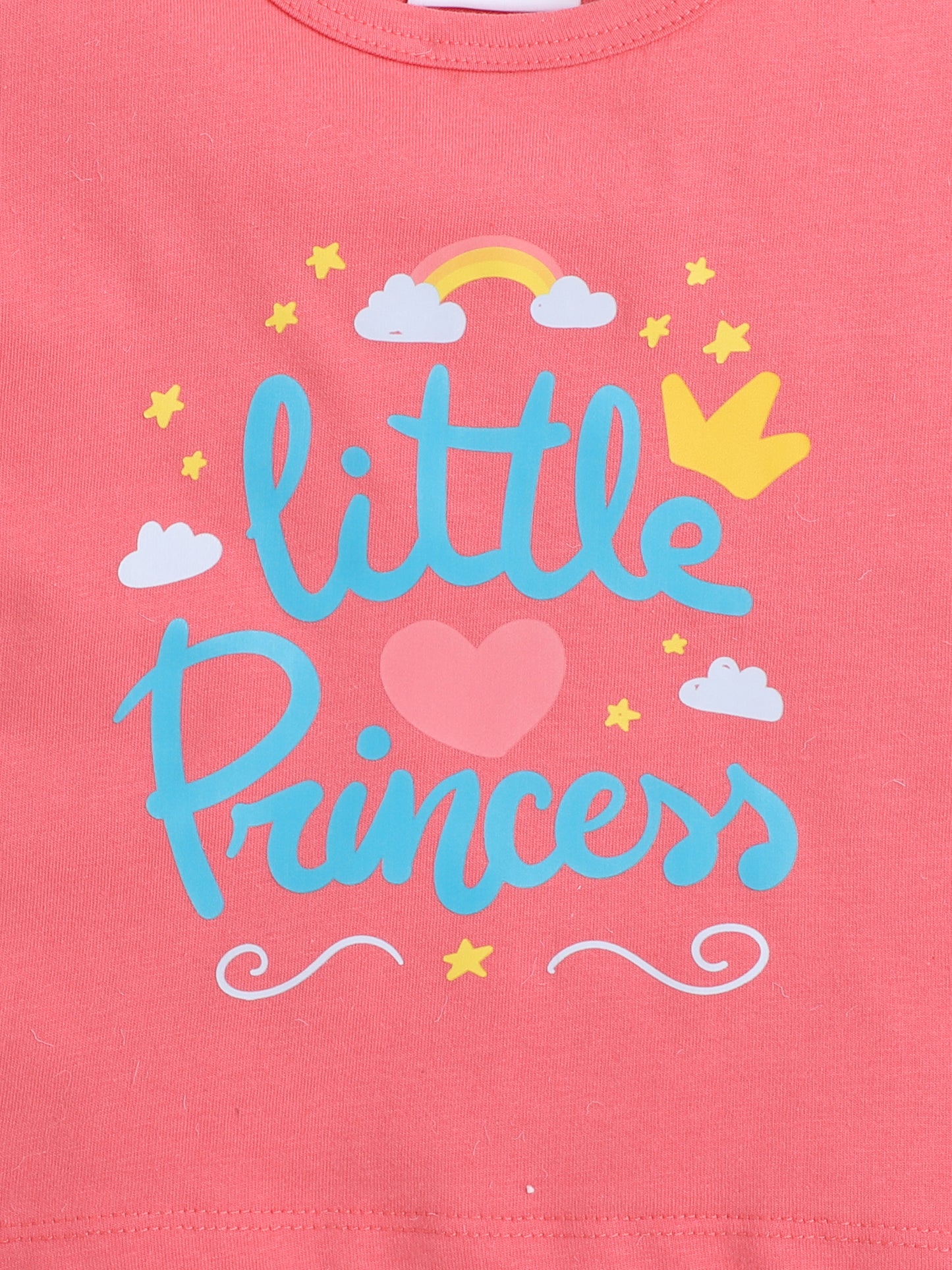 Princess Print T-shirt and Pyjama- Pink & Blue