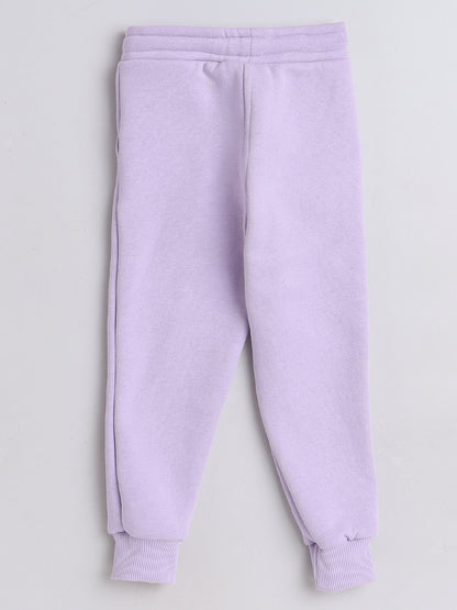 Knitting Doodles Kid's Trackpant with warm Fleece and Elasticated waist- Purple